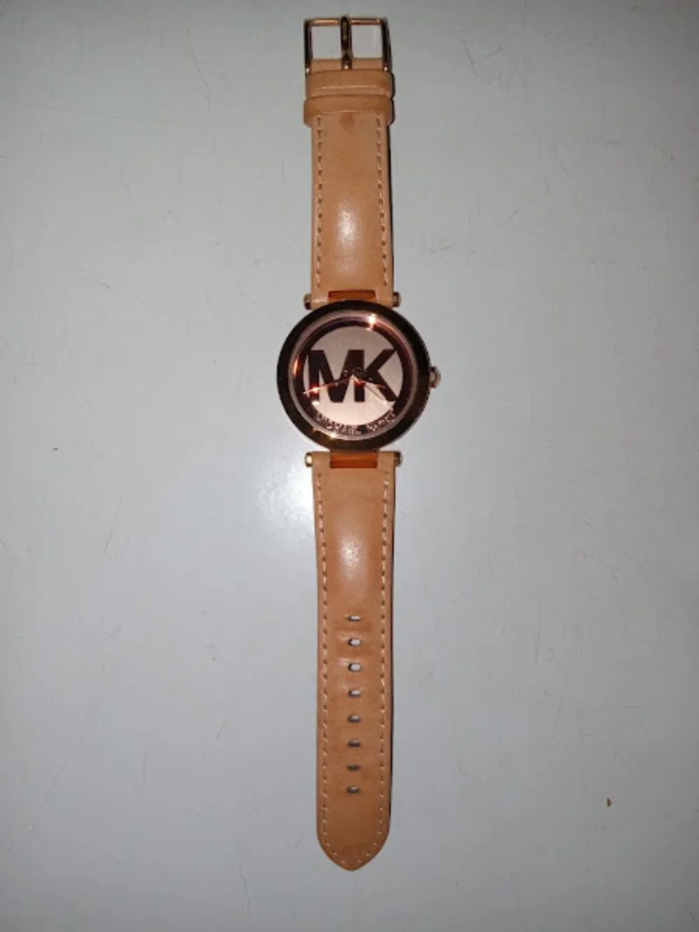 Michael Kors MK2399 Rose Gold Leather Band Watch- Needs Battery